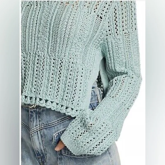 Jonathan Simkhai amberly chunky cropped pullover sweater size large tide pool